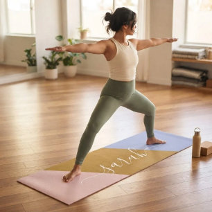 Retro Rainbow Graphic Personalised Name Yoga Mat