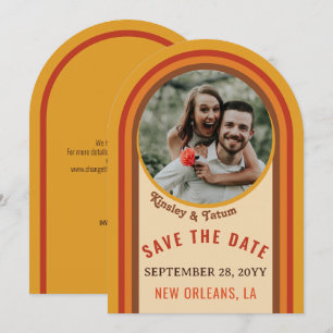 Retro Rainbow Groovy Arch Photo Save the Date