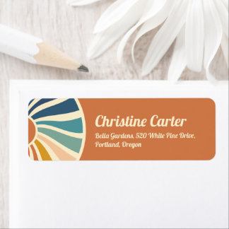 Retro Rainbow Groovy Baby Shower Return Address La Return Address Label