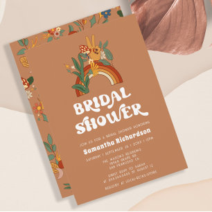 Retro Rainbow Groovy  Bridal Shower Invitation