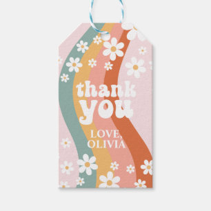 Retro Rainbow Groovy Thank You Gift Tags