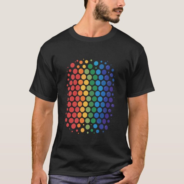 Retro Rainbow Halftone Dot Grid T-Shirt (Front)