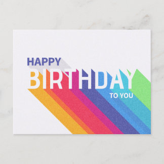 Retro Rainbow Happy Birthday Postcard