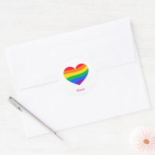 Retro Rainbow Heart - Cute Colourful Abstract Art Classic Round Sticker