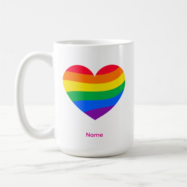 Retro Rainbow Heart - Cute Colourful Abstract Art Coffee Mug (Left)