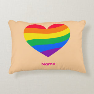 Retro Rainbow Heart - Cute Colourful Abstract Art Decorative Cushion