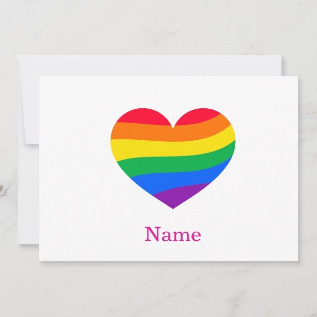 Retro Rainbow Heart - Cute Colourful Abstract Art Invitation (Front)