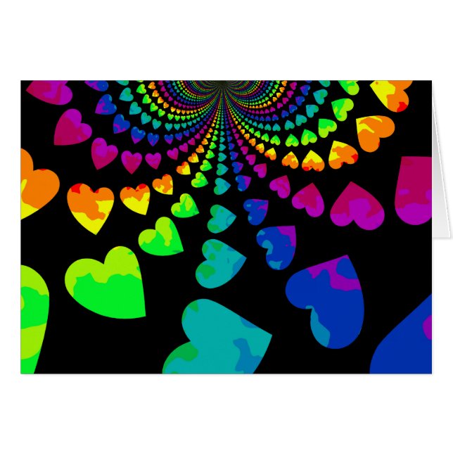 Retro rainbow hearts blank all occasion (Front Horizontal)