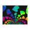 Retro rainbow hearts on black