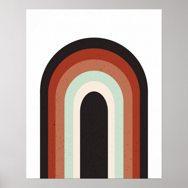 Retro Rainbow in Terracotta Mint & Beige Art Print (Front)