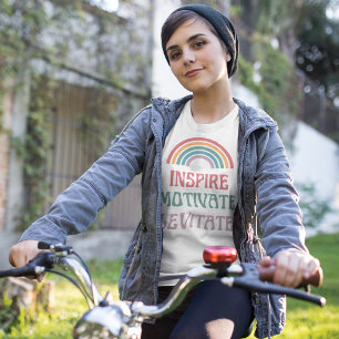 Retro Rainbow Inspire, Motivate, Levitate Quote T-Shirt