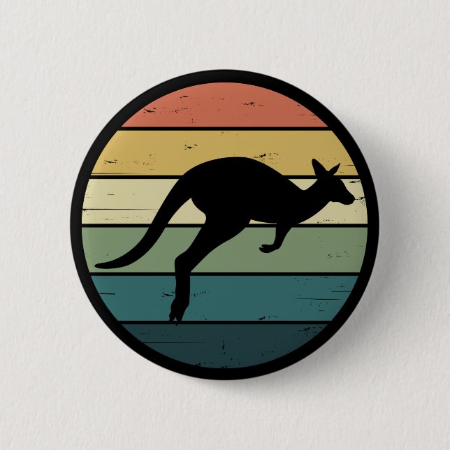 Retro Rainbow Kangaroo 6 Cm Round Badge (Front)