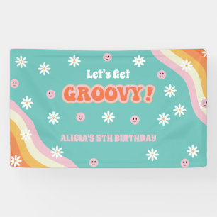 Retro Rainbow Let's Get Groovy Birthday  Banner