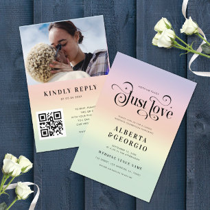 Retro Rainbow LGBTQ Gay Pride All in One Wedding Invitation