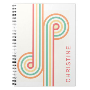 Retro Rainbow Line Art Notebook