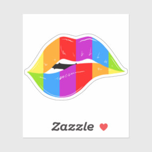 Retro Rainbow Lips Pride Kiss Cut Sticker
