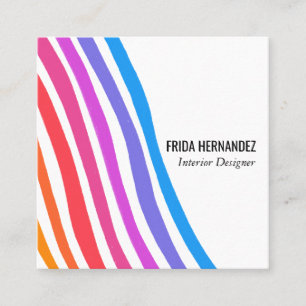 Retro Rainbow Minimalist Stripes Square Business Card