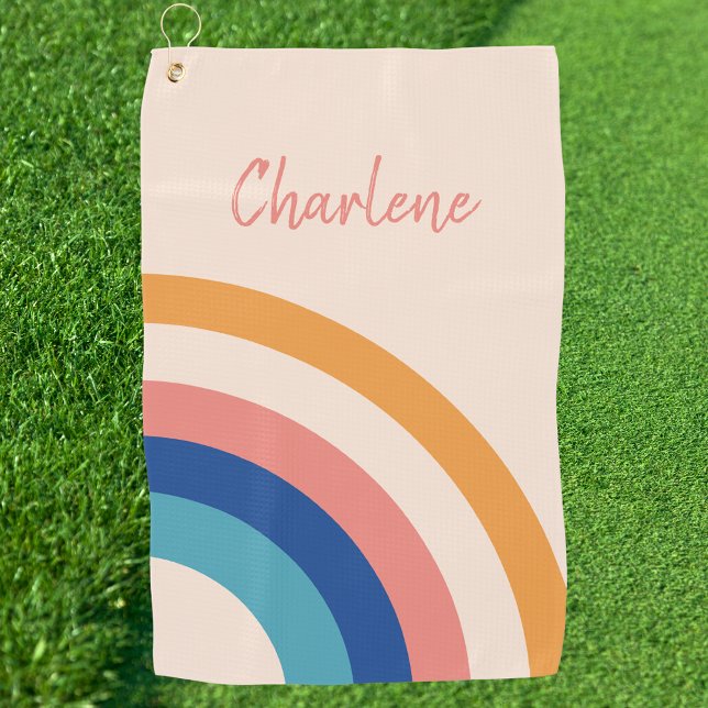 Retro Rainbow Monogram Golf Towel (Creator Uploaded)