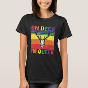 Retro Rainbow Oh Deer I'm Queer Lesbian Gay Lgbt T-Shirt
