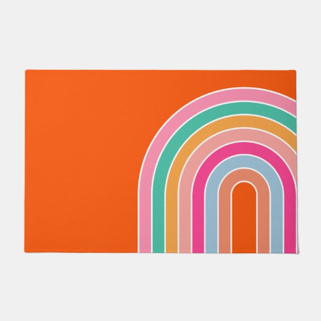 Retro Rainbow Orange Doormat (Front)