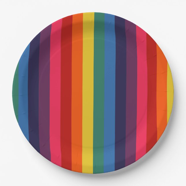 Retro rainbow paper plate (Front)
