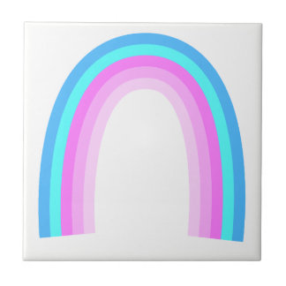 Retro Rainbow Pastel Bue Teal Pink Ceramic Tile