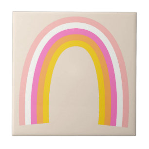 Retro Rainbow  Peach White Blue Red Orange Yellow Ceramic Tile