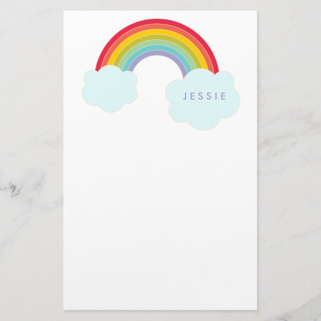 Retro Rainbow Personalised Stationery for Kids (Front)