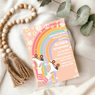 Retro Rainbow Roller Skates Invitation
