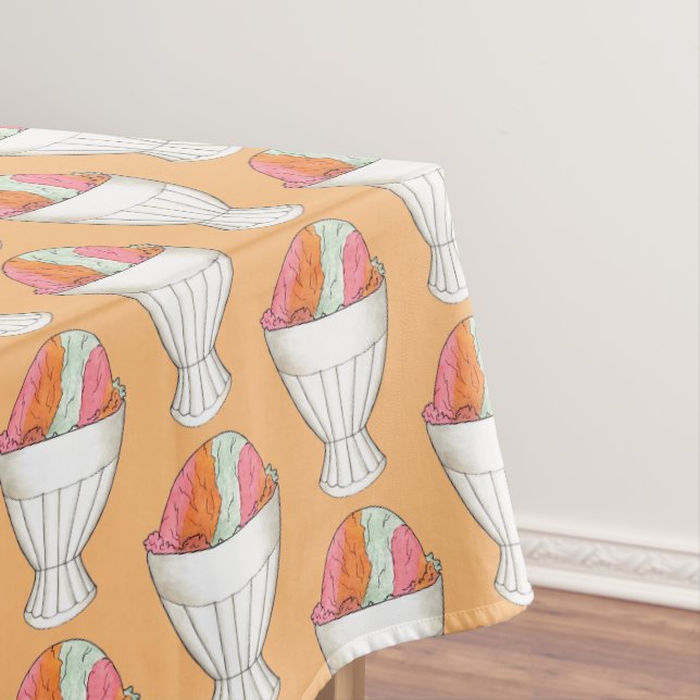 Retro Rainbow Sherbet Ice Cream Dessert Pastel Tablecloth (In Situ)
