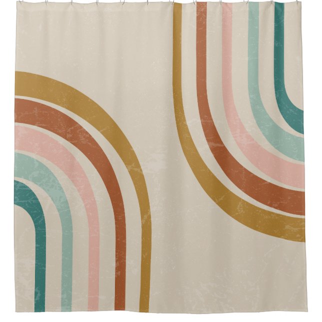 Retro Rainbow Shower Curtain (Front)
