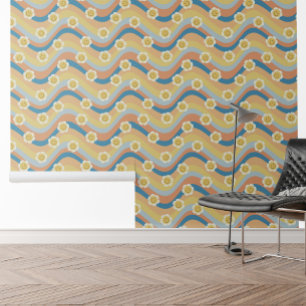 Retro Rainbow Smile face Flowers  Wallpaper