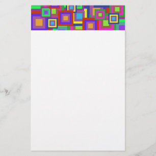 Retro Rainbow Squares Pattern Stationery