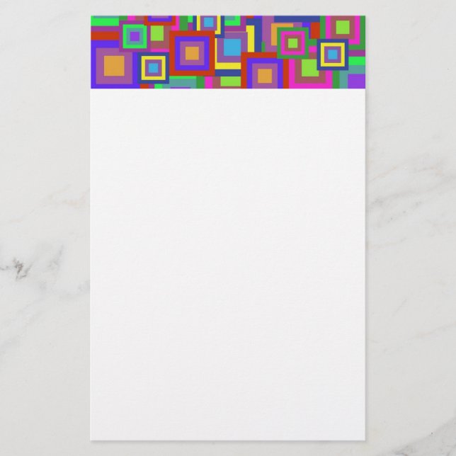 Retro Rainbow Squares Pattern Stationery (Front)