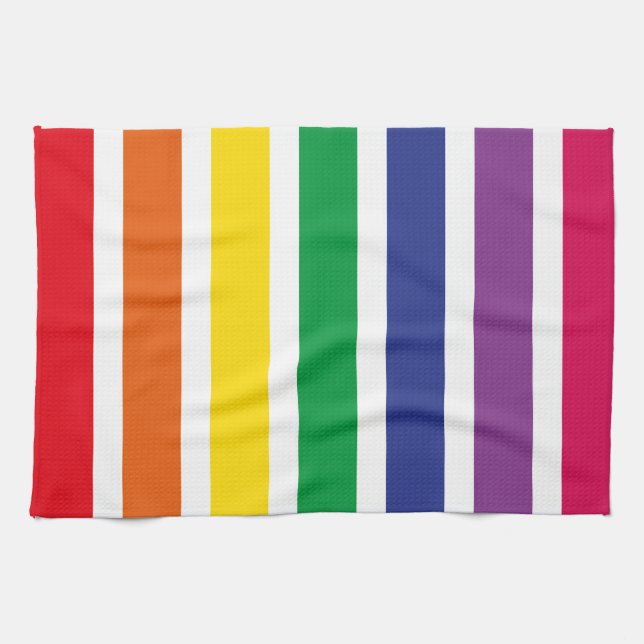 Retro RAINBOW Stripes Tea Towel (Horizontal)