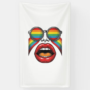 Retro Rainbow Sunglasses Lips Face Vector Design_1 Banner