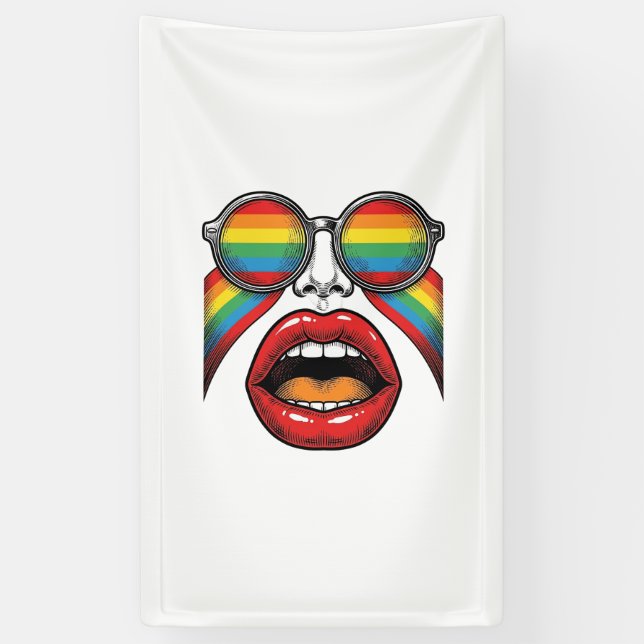 Retro Rainbow Sunglasses Lips Face Vector Design_1 Banner (Vertical)