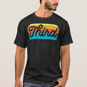Retro Rainbow Teacher Third Grade 3rd Grader Cute T-Shirt