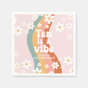 Retro Rainbow Ten is a Vibe Daisy 10th Birthday Napkin