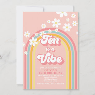 Retro Rainbow Ten is a Vibe Groovy 10th Birthday Invitation
