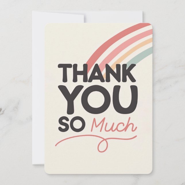 Retro Rainbow Thank You So Much Greeting Card (Front)