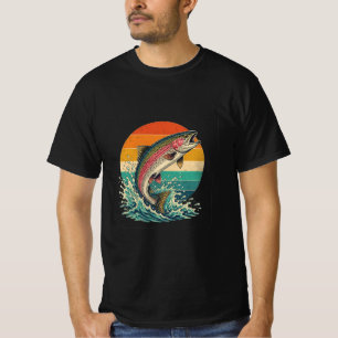 Retro Rainbow Trout Sunset T-Shirt