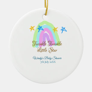 Retro rainbow twinkle twinkle little stars baby sh ceramic ornament