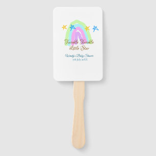 Retro rainbow twinkle twinkle little stars baby sh hand fan