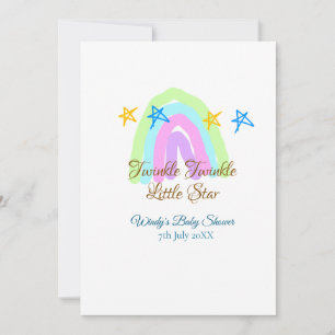 Retro rainbow twinkle twinkle little stars baby sh invitation