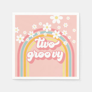 Retro Rainbow Two Groovy 2nd Birthday Napkin