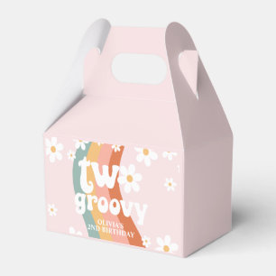 Retro Rainbow Two Groovy Daisy 2nd Birthday Favour Box
