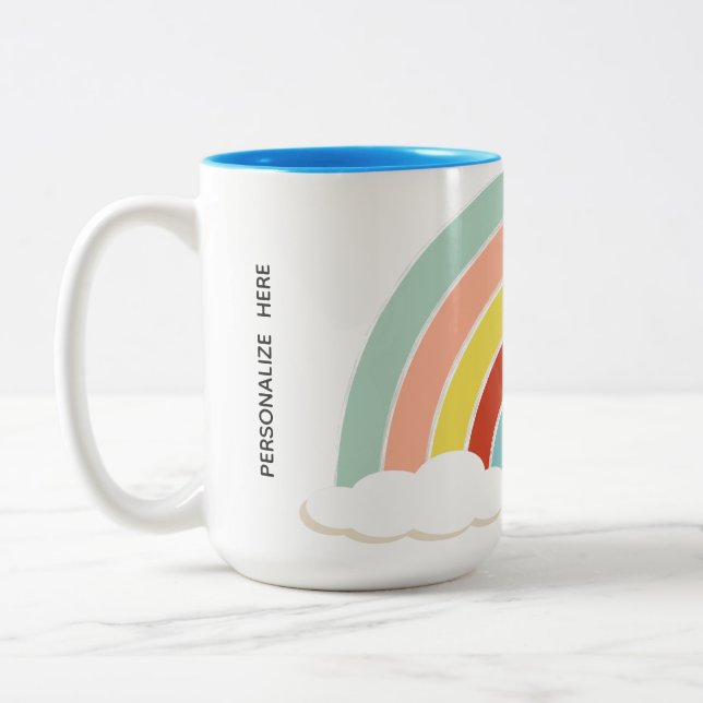 Retro Rainbow Two-Tone Coffee Mug (Left)