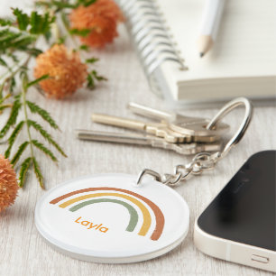Retro Rainbow Unisex Custom Name Key Ring