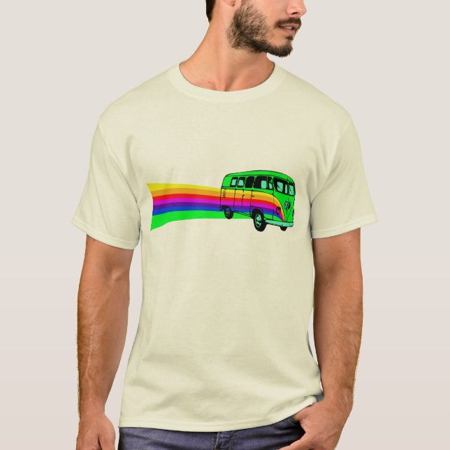 Retro Rainbow Van Design T-Shirt (Front)